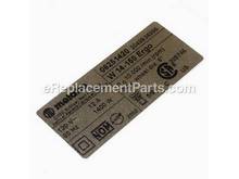 Rating Plate – Part Number: 338041480
