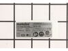 Rating Plate – Part Number: 338048930