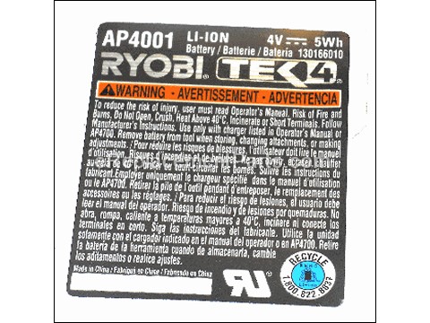 11860410-1-M-Ryobi-940488211-Label Data / Warning