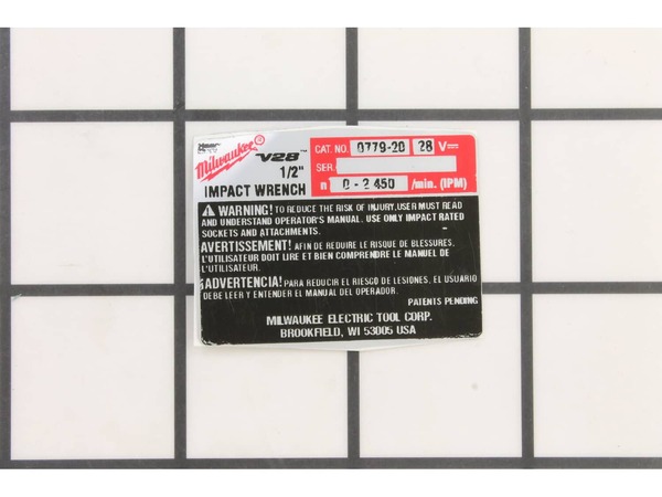 11876879-1-M-Milwaukee-12-20-0779-Service Nameplate Kit