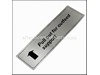 Warning Label – Part Number: 726848