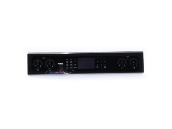 12730488-1-M-GE-WB27X33633-BLACK STAINLESS CONTROL PANEL OVERLAY W/