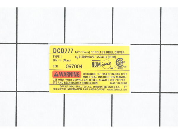 17060148-1-M-DeWALT-N463908-Label Rating Dcd777C2