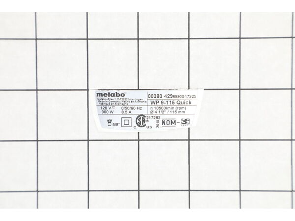 17752529-1-M-Metabo-338059830-Ratingplate Wp9-115 (00380420)