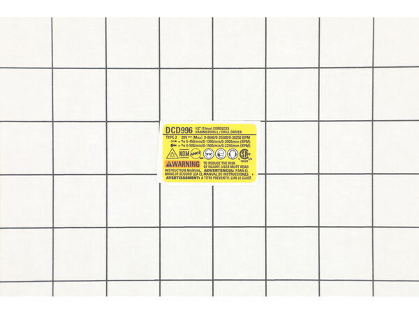 17787352-1-M-DeWALT-N574844-RATING LABEL, DCD996 Type 2