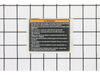WARNING LABEL – Part Number: 080029002901