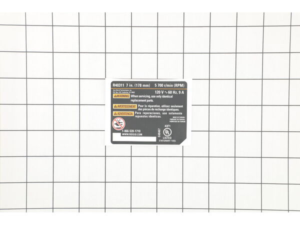 18689837-1-M-Ryobi-089240039901-DATA LABEL (R40311)