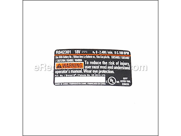 18705346-1-M-Ryobi-940976271-DATA LABEL R842301
