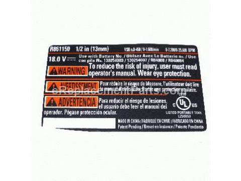 18705350-1-M-Ryobi-940976310-LABEL DATA R861150