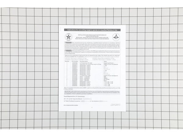 440169-1-M-Frigidaire-316248105         -Instructions For LP Conversion