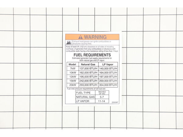 8911752-1-M-Briggs and Stratton-205397GS-Decal, Requirements, Fuel