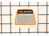 Label - Model – Part Number: 89011208960