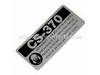 Label- Model-- Cs-370 – Part Number: X503007041