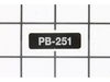 Label - Model -- Pb-251 – Part Number: X503008160
