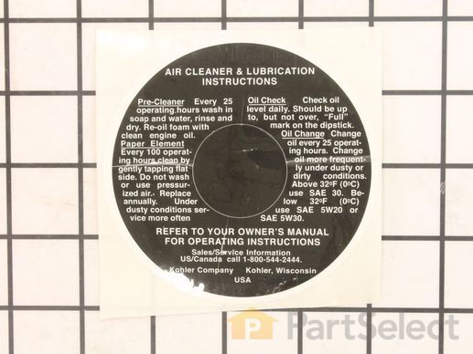 9951963-1-M-Kohler-4111302-S-Decal: Air Cleaner Instruct