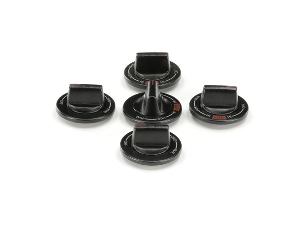 2007393-1-S-Whirlpool-12500060-Set of Five Surface Burner Knobs 360 view