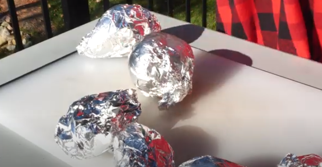 Wrap the potatoes in aluminum foil