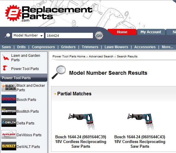 Bosch 1644-24 Search Results Page