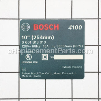 Nameplate - 2610950039:Bosch