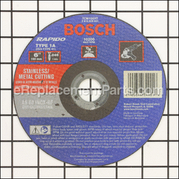 Grinding Wheel - 6 Diameter, - TCW1S6XT:Bosch