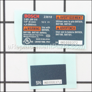 Nameplate - 2609130992:Bosch