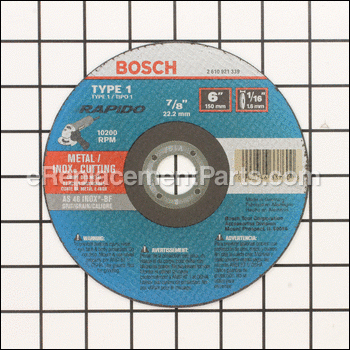 Grinding Wheel - 6 Diameter, - TCW1S600:Bosch