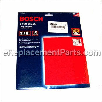 Sandpaper Sheets - 5 Pack, 120 Grit, 9 X 11 - SS1R120:Bosch