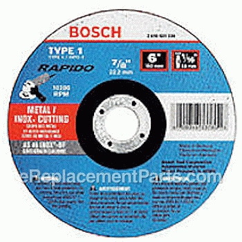 Grinding Wheel - 5 Diameter, .045 Thick, 7/8 Arbor - TCW1C500:Bosch
