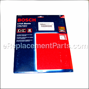 Sandpaper Sheets - 5 Pack, 60 Grit, 9 X 11 - SS1R060:Bosch
