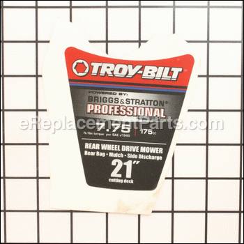 Label-mower Shroud - 777D14259:Troy-Bilt