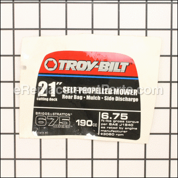 Label-mower Shroud - 777D11819:Troy-Bilt