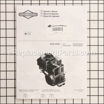 Manual Operating & Maint Inst - 277098:Briggs and Stratton