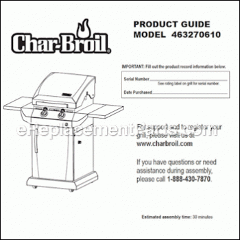 Assembly Manual, English - G351-020801-W1:Char-Broil