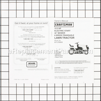 Owners Manual - 917174202:Craftsman