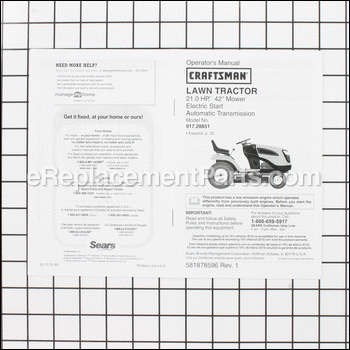 Owners Manual - 581878596:Craftsman