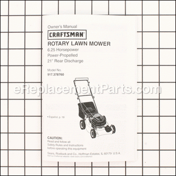 Owners Manual - 917189469:Craftsman