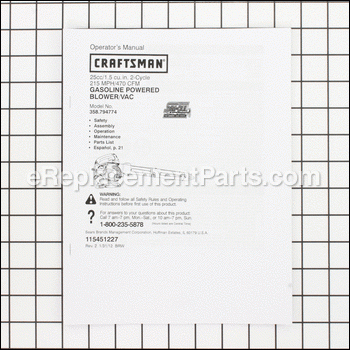 Owner's Manual - 115451227:Craftsman