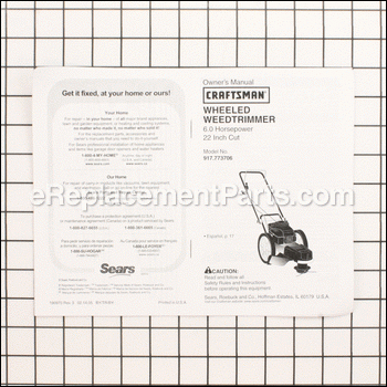 Line trimmer owner's manual - 917190970:Craftsman
