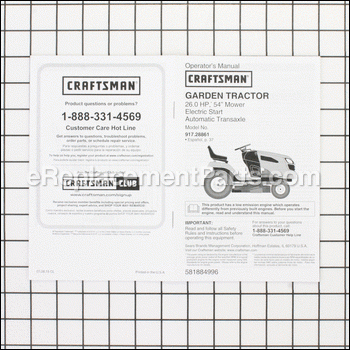 Owners Manual - 581884996:Craftsman