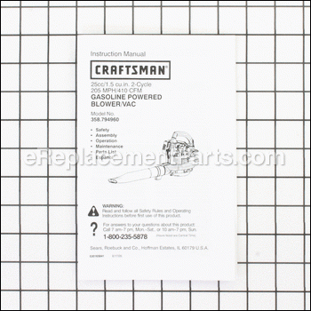 Owners Manual - 530165841:Craftsman