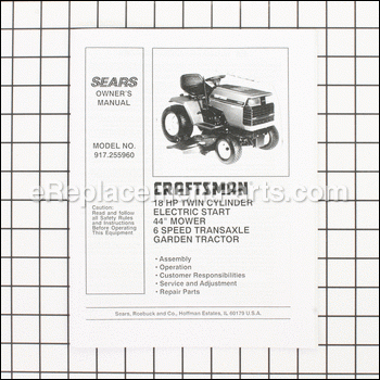 Owners Manual - 917133108:Craftsman