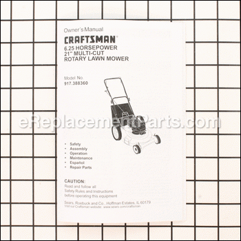 Owners Manual - 171200:Craftsman