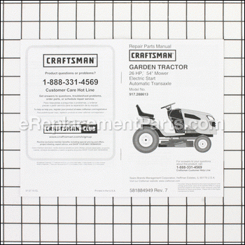Repair Parts Manual - 581884949:Craftsman