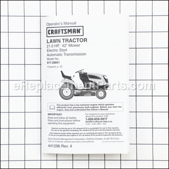 Parts Manual - 917443049:Craftsman