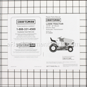 Parts Manual - 587774949:Craftsman