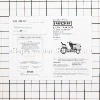 Owners Manual - 581901927:Craftsman
