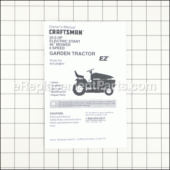 Owners Manual - 917165020:Craftsman