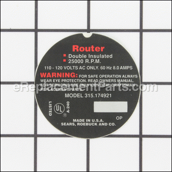 Data Plate - 968230-001:Craftsman