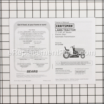 Owners Manual - 917191114:Craftsman