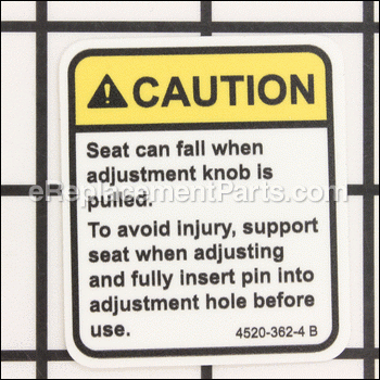 Decal, Seat Caution - 4520-362-4:Cybex